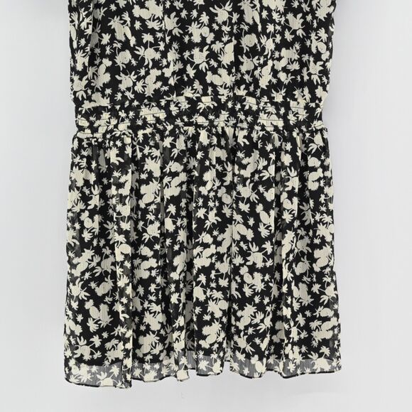 MAISON SCOTCH Dress Womens Size 4 Floral Mini Black Tropical Print Smocked NEW - Picture 7 of 14